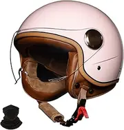 Vintage Open Face Motorcycle Helmet, ECE Approved, 3/4 Open Face Motorcycle Half Helmet with Sun Visor, Scooter Moped Helmets for Adults Men and Women