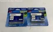 Set of 2 Brother P-touch TZe-241 3/4" Label Tape Black Print on White Tape - New