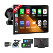 9" Wireless Apple CarPlay Android Auto Screen - 4K Dash Cam, GPS Navigation, ...