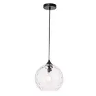 Living District Cashel 1 Light Pendant, Black with Clear Glass - LD2282