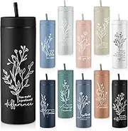 Rtteri 10 Pcs Thank You Cups Employee Appreciation Gifts 16oz Skinny Tumblers with Lids and Straws Plastic Tumblers for Social Worker Secretaries Teacher Staff(Neutral Color,Aesthetic)