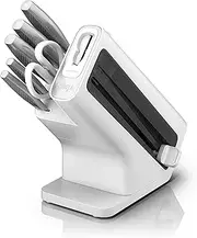Ninja StaySharp Knife Set, Stainless Steel 6-Piece Knife Set with Integrated Sharpener, Chef Knife, Slicing Knife, Bread Knife, Utility Knife, Paring Knife and Kitchen Scissors, White, K62006EUWH