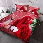 Red Progress Rose 3D Printing Duvet Quilt Doona Covers Pillow Case Bedding Sets