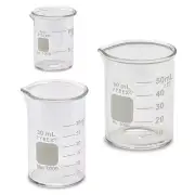PYREX 1000-Series, Micro Glass Beaker Set, Low Form - 3 Sizes - 10, 30, 50ml
