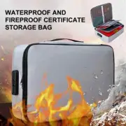 Fireproof Password Bag Travel Storage Safe Papers Zipper Multi-Layer Card Case