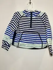 Hunter For Target Girls Pullover Windbreaker Jacket Blue/White Striped XL(14/16)