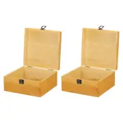 Unfinished Wooden Box with Hinged Lid,7.7"x7.7"x3.9" 2Pcs(Brown)