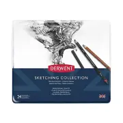 Derwent Sketching & Graphic Collection Watersoluble Pencils Tin Case 24 Assorted