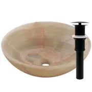 Miseno MVS-NOSV-GO 17" Circular Onyx Vessel Bathroom Sink and - Green Onyx /