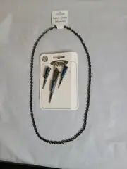 RENA COLLECTION Fossil Stone Marcasite Art Deco Style Necklace And Earrings Set
