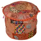 Indian Round Bean Bag Ottoman Cover Vintage Patchwork Pouf 18" Lounge Furniture