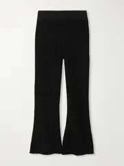 [Adam Lippes] Adam Lippes - Cropped Recycled Pointelle-knit Flared Pants - Black - small small Black