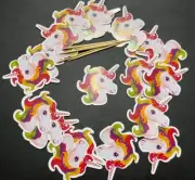 (C1) 12pcs "UNICORN" CUP CAKE TOPPERS FOR HAPPY BIRTHDAY