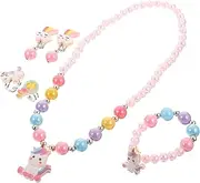 [PACKOVE] 1Set Lovely Jewelry Set Pearl Necklace Bracelet Earring Set for Cute Unicorn Accessories for Dress Up Parties Daily Wear Comfortable for Delicate Skin Kit