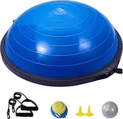 VEVOR Half Exercise Ball Trainer, 26 inch Balance Ball Trainer, 1500lbs Capacity Stability Ball, Yoga Ball with Resistance Bands & Foot Pump, Strength Fitness Ball for Home Gym Full Body Workout, Blue