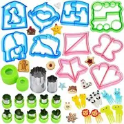 32 PCS Sandwich Bread Cutters Set for Kids,Metal Cookie Cutter Set, Food Grade Pick Forks,Christmas Star Vegetable Fruit Molds for Kids Box Lunch
