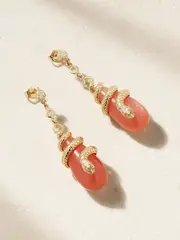 [Jacquie Aiche] Jacquie Aiche - 14-karat Gold, Moonstone And Diamond Earrings - One size One size Gold
