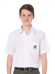 Yrs 7-10 SS White Deluxe Shirt With Emb