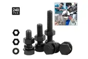 240PCS M4 M5 M6 M8 M10 Button Head Hex Socket Cap Screws Bolts Nuts Washer Assortment Kit