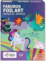 Chalk and Chuckles Arts & Crafts for Kids, Fabulous Foil Art Princess and Unicorn, Gifts for Girls & Boys Age 4, 5, 6, 7, 8, 9, Mess-Free Craft Kits & Supplies, Kids Toys