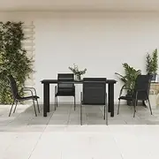 VRAXO 5 Piece Garden Dining Set Black Steel and Textilene -39.79KG,3200714