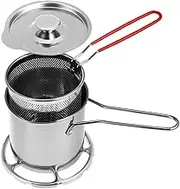iplusmile 1Set Stainless Steel Frying Pot with Deep Fryer Basket Heat Resistant Handle for Home Cooking for Chips Fish Vegetables and More