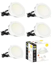 5 PACK HPM DOWNLIGHT LDLE90TRIWE Tri-Colour Dimmab LED 90mm Cut Out