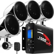 TN4-Q 1000W 4-Channel Amplifier 4" Full Range Waterproof Bluetooth Motorcycle...