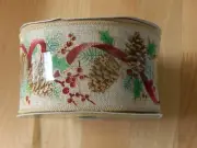 New Celebrate It Wired Christmas Ribbon Pinecones Mistletoe Cabin