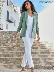Sosandar Green Relaxed Fit Longline Blazer (E68758) | $196