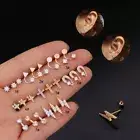 Cross Crystal Tragus Helix Cartilage Stud Screw in Earring Upper Ear Piercing