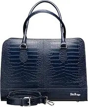 Women’s Laptop Bag – 15.6" Modern Briefcase, Croco Print Leather, Dutch Design, Made in Italy, with Trolley Strap