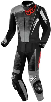 Berik XR-Ace Evo perforated 2-Piece Motorcycle Leather Suit, black-grey, Size 54 for Men Black Grey