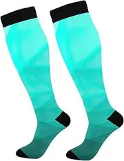 [GAIREG] Aqua Turquoise Gradient Compression Socks Pairs Compression Socks for Running for Women over Calf Socks Women