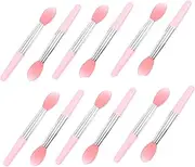 LRXIYODE 12Pcs Silicone Lip Brush Set Portable Lipstick Applicator Lip Mask Brush Comfortable Grip for Precise Application for Makeup Bags Transparent Handle