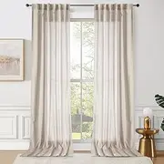 LumiLoom Linen Curtains 120 Inch Long - Semi Sheer Light Filtering Privacy Protection Window Treatment Drapes for Bedroom Living Room Farmhouse, 3-in-1 Top, 2 Panels Set, Each 52x120 Inches
