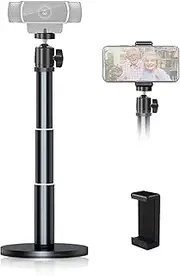 Webcam Stand for Desk, Webcam Mount for Monitor Web Camera Stand for Logitech Brio C920 C922 C615, Height & Angle Adjustable Desktop Webcam Tripod Desk Mount for Live Streaming | Video Calling