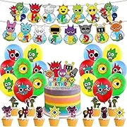 Carton Party Supplies, Sprunki Party Decoration, Happy Birthday Banner, Latex Balloons, Cake Topper, Cupcake Toppers for Kid's Birthday Party