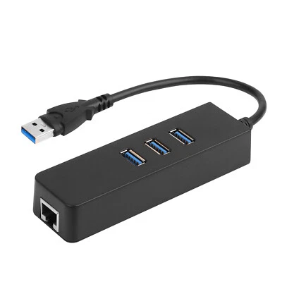 New 3-Port USB 3.0 Hub with Gigabit Ethernet Adapter, LAN RJ45