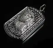 White Gold Tone Finish Custom Dog Tag Face Of Jesus Head Pendant Charm