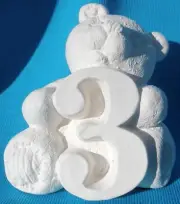 NUMBER BEAR 3 THREE CERAMIC BISQUE BEARS U-PAINT