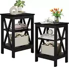 Modern Nightstands X-Design Side End Table Night Stand with Storage Shelf for Be