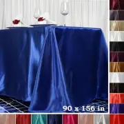 10 pcs 90x156" RECTANGLE Satin TABLECLOTHS Wedding Party Banquet Catering Linens