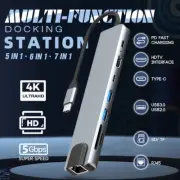7 6 5 in 1 Laptop Docking Station HDMI Dual USB 3.0 Type-C RJ45 SD/TF Reader Hub