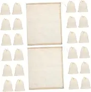 OHPHCALL 25Pcs Reusable Drawstring Bags for Tea Soup and Cooking Fine Mesh Strainer for Herbs Spices and Lightweight and Portable