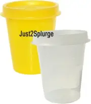 Tupperware Midgets Set of 2 Mini Containers in Clear + Yellow Small Bowls