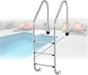 Swimming Pool Ladder,Thickened Stainless Steel 2/3 Step Pedals,Weight Capacity 550 Lbs,for Open Air Bath Water Park(3-steps1.2mm)