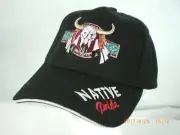 Ball Cap, Indian Design, Skull and Feather Drops, Black
