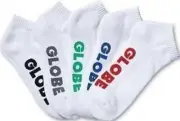 Globe Socks 5 Pack Stealth Ankle White Size 7-11 New Skateboard Sox
