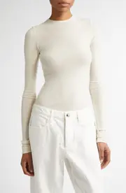 Jil Sander Virgin Wool Crewneck Top in Bone at Nordstrom, Size X-Small